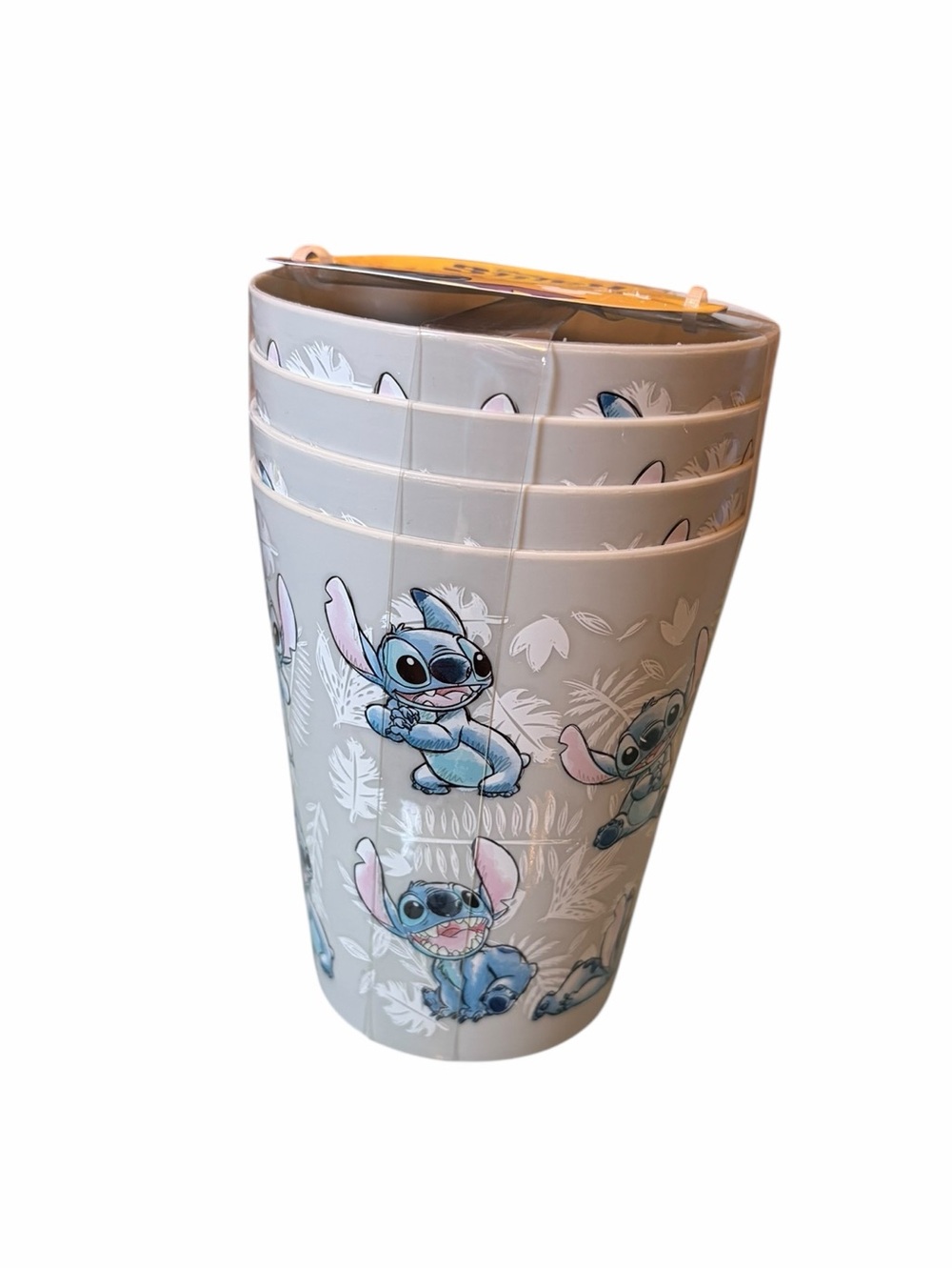 Disney Stitch Gray & White Palm Fronds Tropical 16 Oz. Tumbler Cups